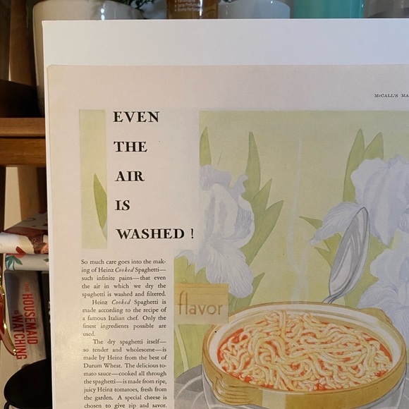 vintage 1929 heinz spaghetti ad magazine food decor poster wall art decoration - Picture 4 of 4